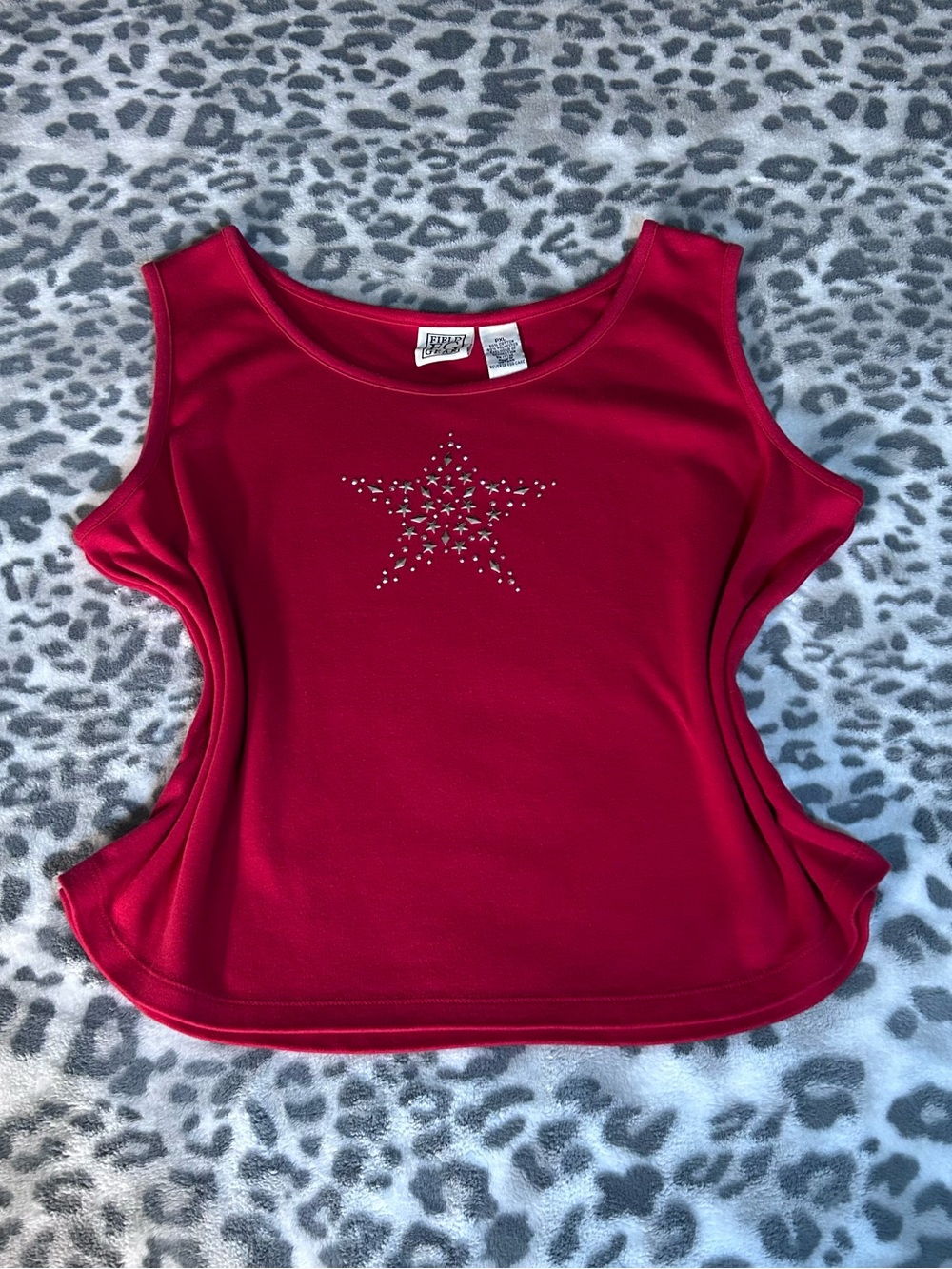 Field Gear Silver Studded Star Tank Top in Red